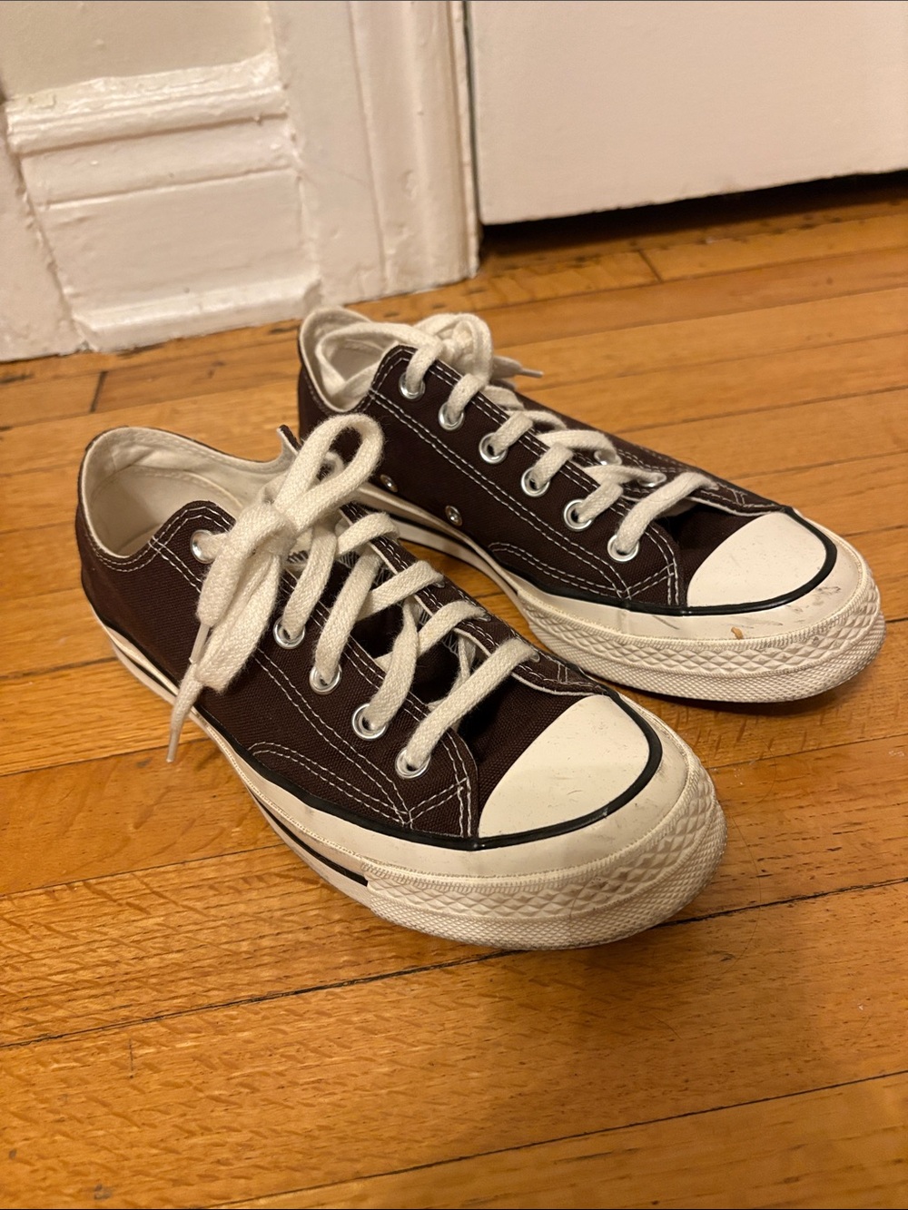 Converse Low-Top Sneakers in Brown and White